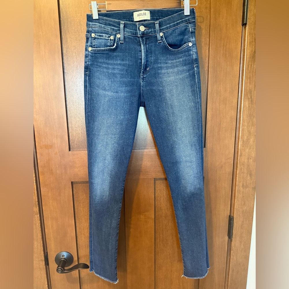 AGOLDE Sophie Jeans Crop Skinny Mid Rise Raw Hem Size 25
